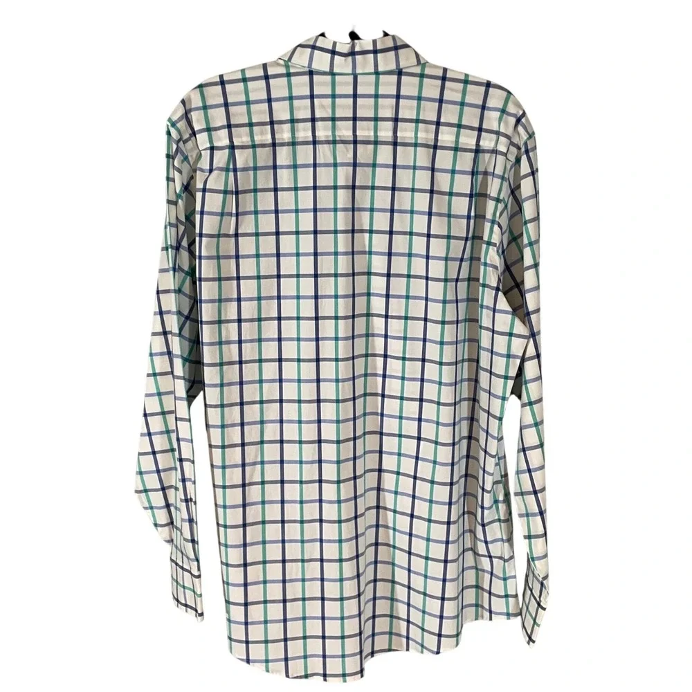 Southern Tide Mens Large Blue Green Check Long Sleeve Button Down Skipjack Shirt